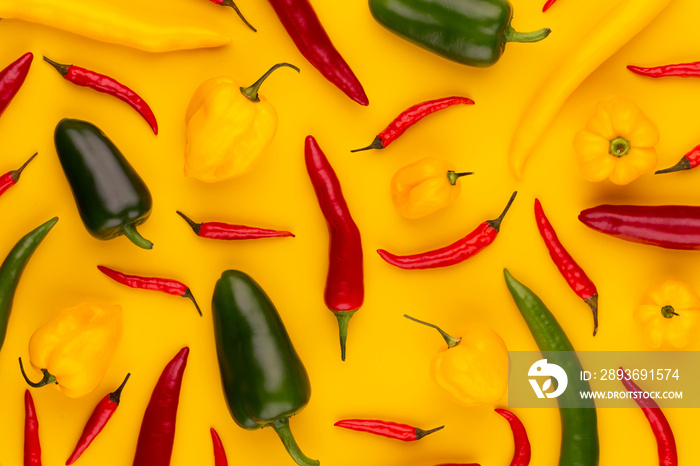 Red hot chili peppers pattern texture background.