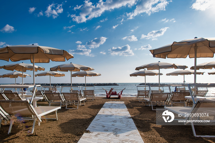 Beach on the Adriatic coast of Italy in Italy