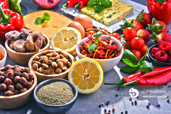 Assorted organic food products on the table