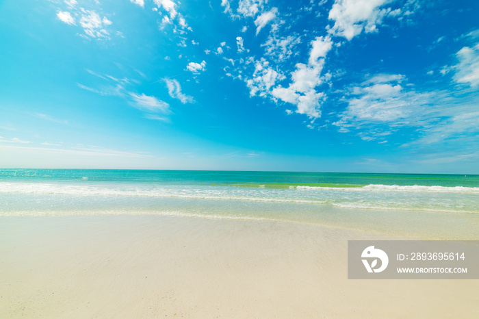 Turquoise water and white sand in beautiful Venice beach