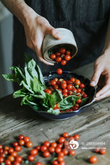 Fresh organic cherry tomato salad