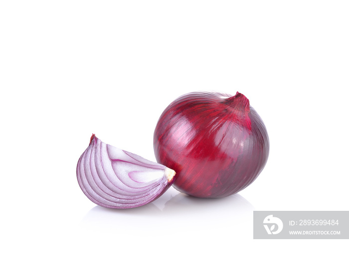 Red onion on white background