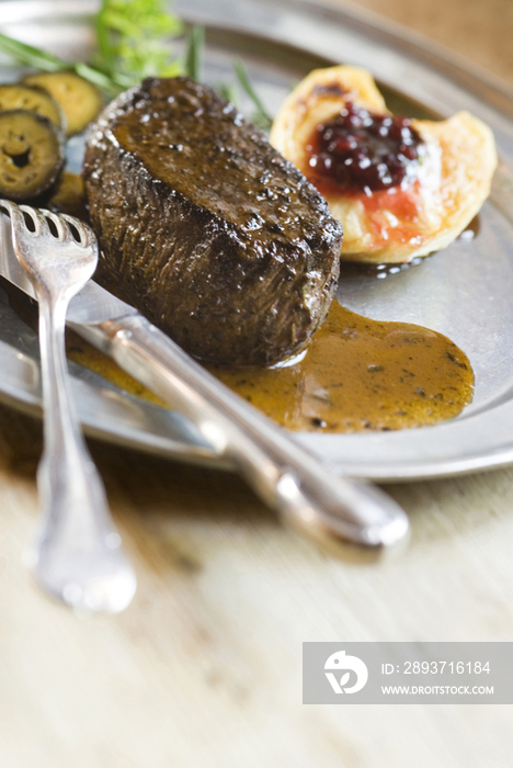 Deer with baked apple, Italy, Trentino Alto Adige