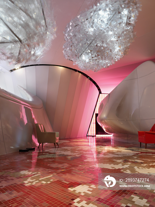 Interior of Chanel Mobile Art Pavilion; Hong Kong; China; Asia