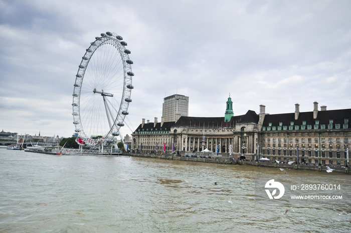 London Eye and Thames River, London, England