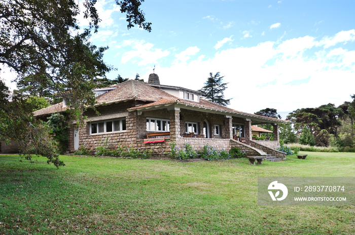 Exterior of residential building with lawn