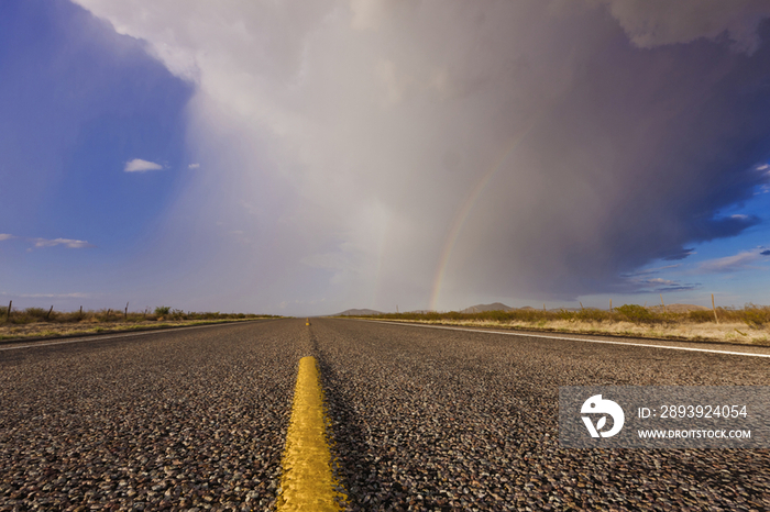 Storm and Rainbow Along the Highway