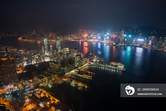 高视角看香港城市夜景