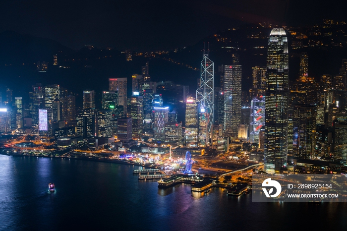 高视角看香港城市夜景