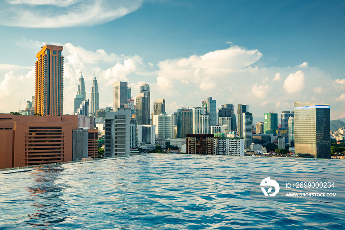 Kuala Lumpur skyline pool view