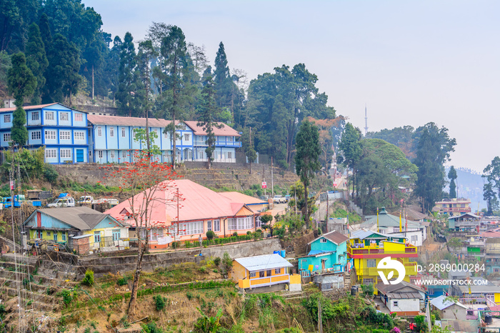 Beautiful Kalimpong City on the way to Darjeeling in West Bengal, India.