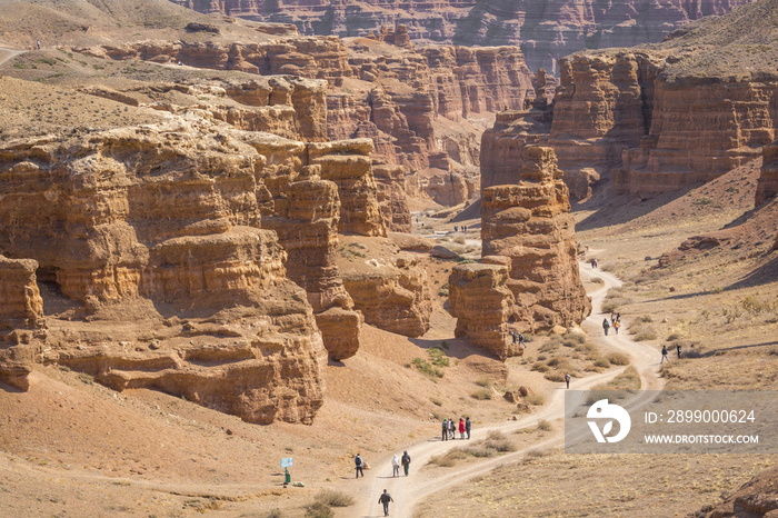 Charyn canyon in Almaty region of Kazakhstan.Beautiful mountain landscape.