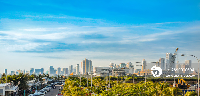 Panoramic shot view of Manila City Philippines from Manila Bay