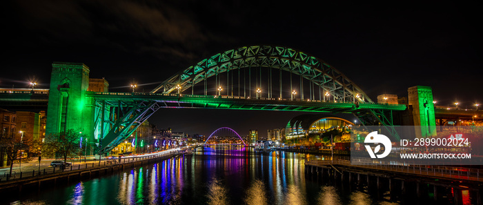 Newcastle Upon Tyne at night Quayside Tyne Bridge