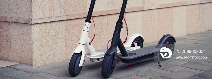 Modern electric scooter parking on the street.