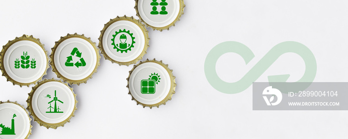 circular economy icons on white background