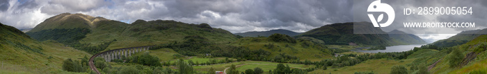 Late summer view of Glenfinnan Viaduct near Fort William, Scotland