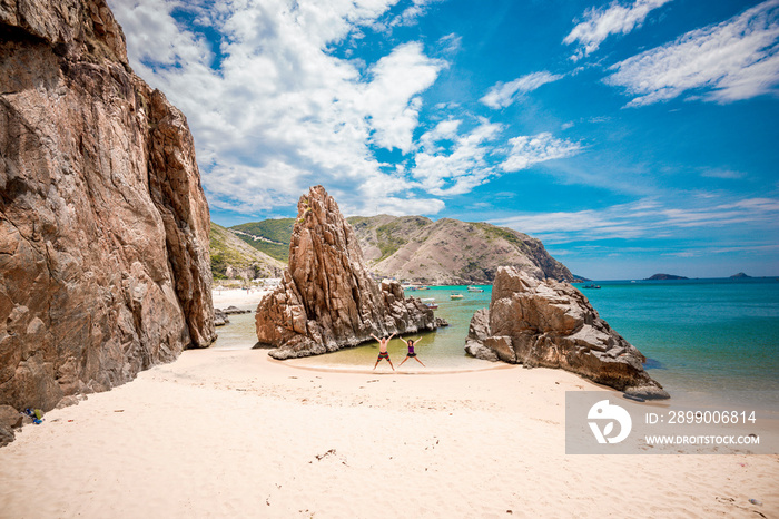 Ky Co Beach, sand on beach and blue summer sky, nature concept at Quy Nhon city , Binh Dinh Province, Viet Nam