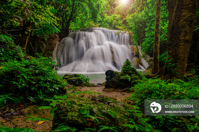 Huai-mae-kha-min waterfall, Beautiful waterwall in nationalpark of Kanchanaburi province, ThaiLand.