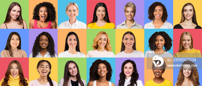 Composite set of optimistic diverse multiracial women