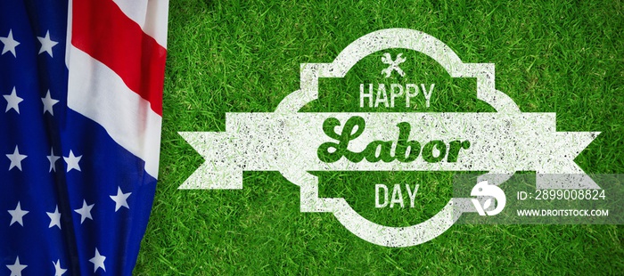 Composite image of digital composite image of happy labor day ba