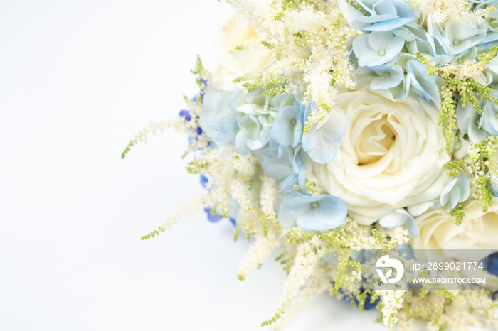 White and Blue Wedding Flower bouquet background