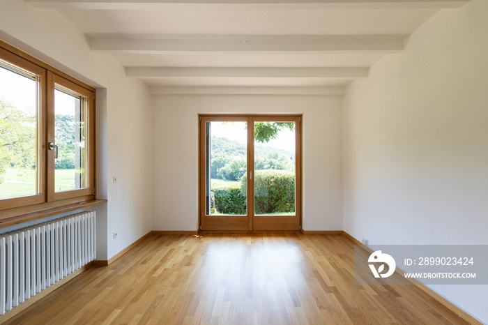 White empty room with nature view