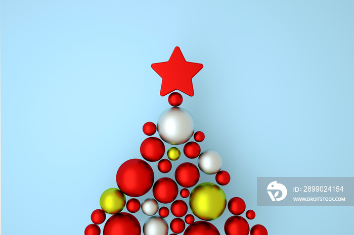 blue flat scene color ball/sphere 3d rendering christmas concept