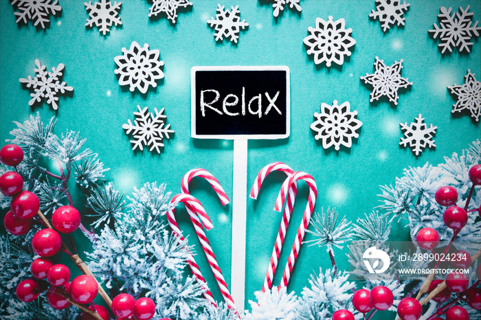 Black Christmas Sign,Lights, Frosty Look, Text Relax