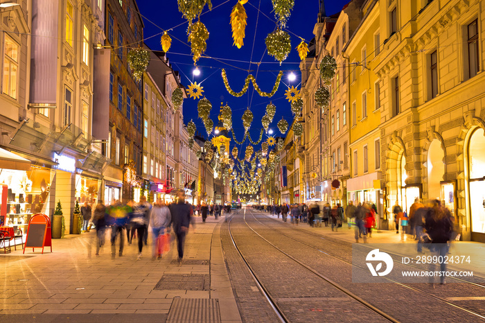 Graz golden street evening advent view