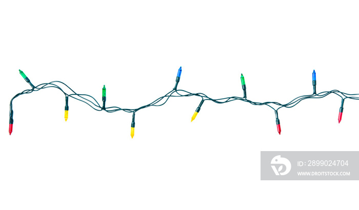 String of christmas lights isolated on white background With clipping path.