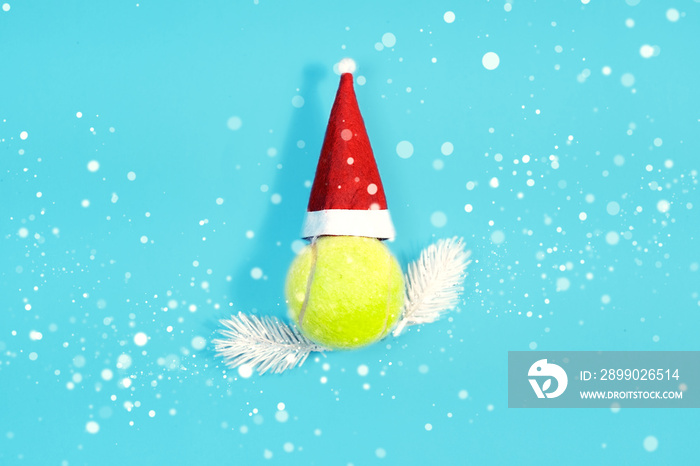 Christmas and New year concept with tennis balls top view.