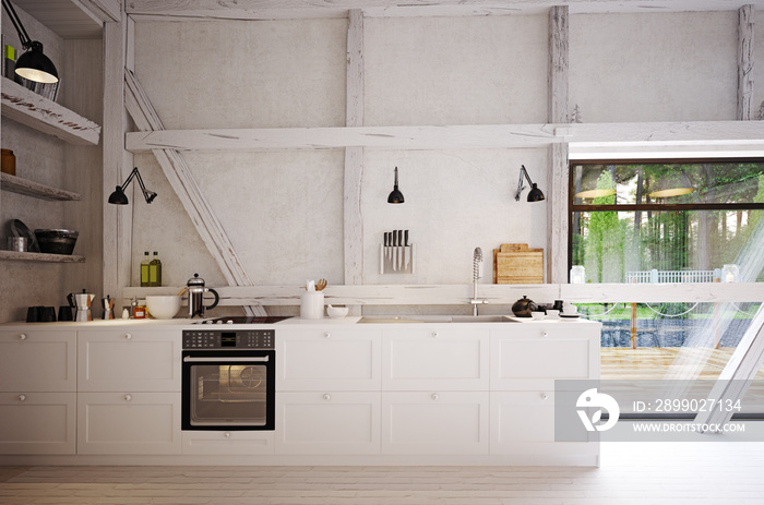 country kitchen interior.