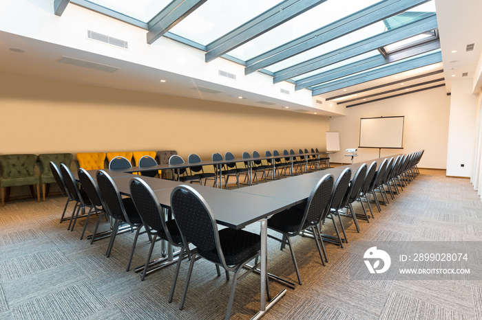 Interior of a conference room in a modern hotel