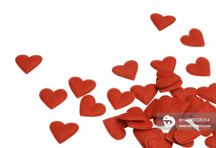 Red felt hearts pile valentine and love border isolated on transparency  photo png file