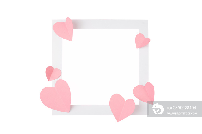 Square frame with pink love shape ornament