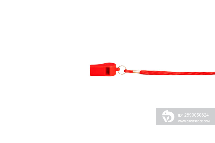 Red whistle isolated on white background