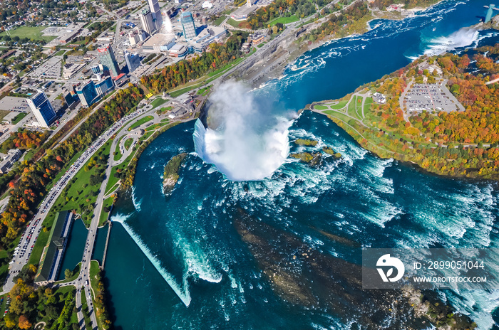 Niagara waterfall from above, Aerial view of Niagara waterfall.