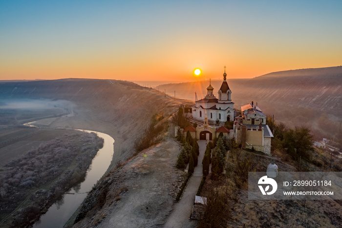 Old Orhei Moldova sunrise panoramic view