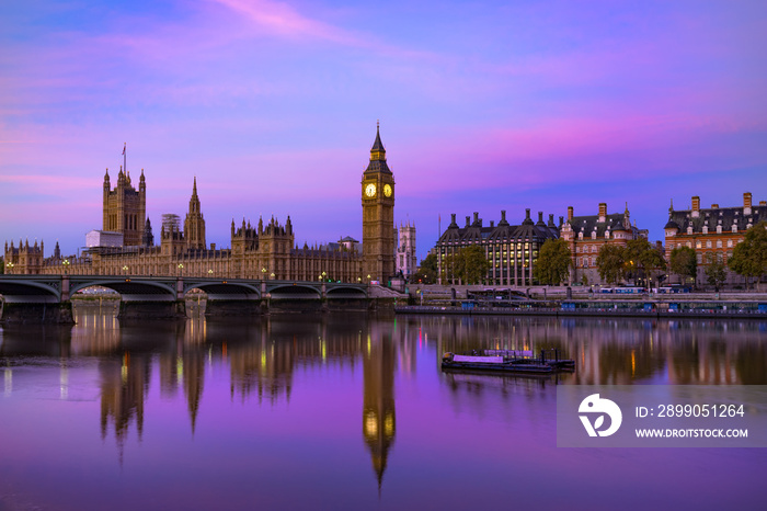 The Big Ben and House of Parliament at beautiful sunrise in London. England