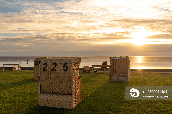 Beach baskets on the beach of Dorum-Neufeld