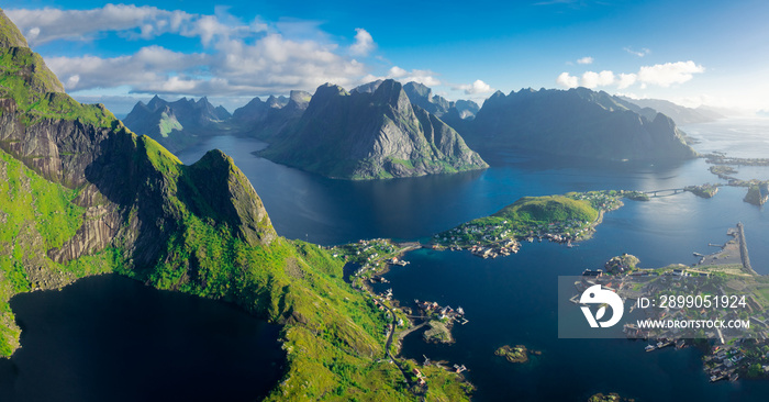 Lake of the Reinebringen Mount on the top of the Lofoten Islands,  Norway