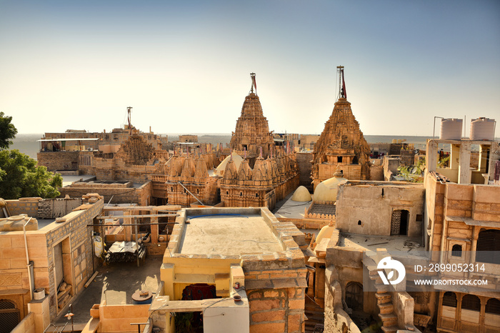 View of Jain Temple in Jaisalmer Fort, Rajasthan, India.