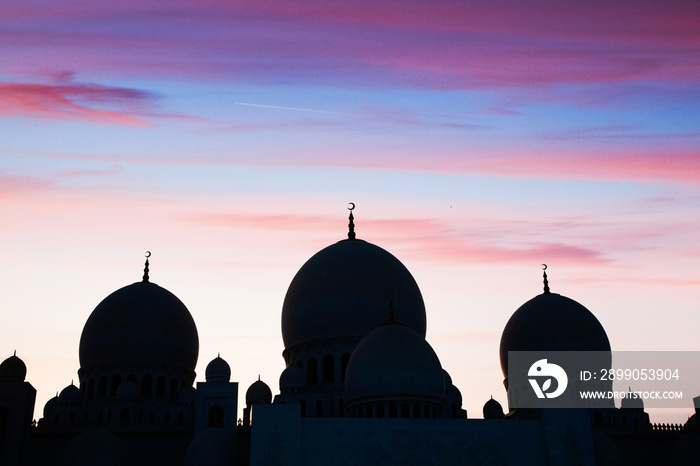 mosque silhouette at night Ramadan and Eid Mubarak background