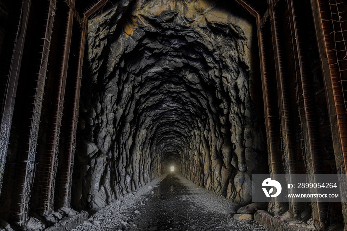 Donner Pass Summit train tunnel built for the transcontinental railroad on the route where the first wagon train entered California.