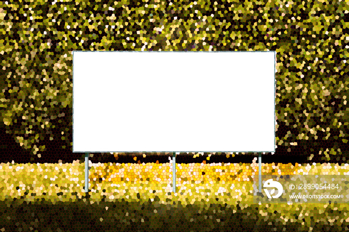 Blank advertising billboard immersed in a rural scene - concept image with copy space against a abstract background