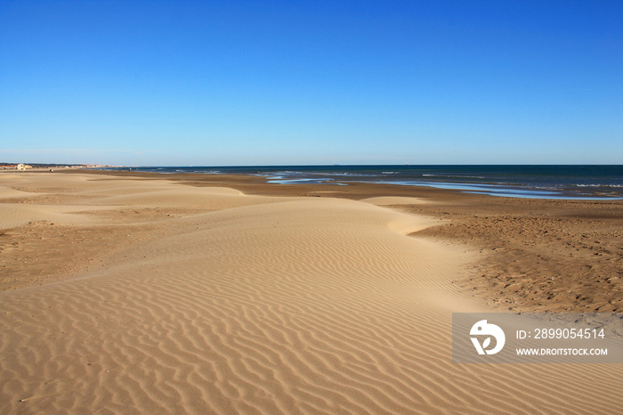 The Amazing sandy beach in Gruissan in the Aude department, France