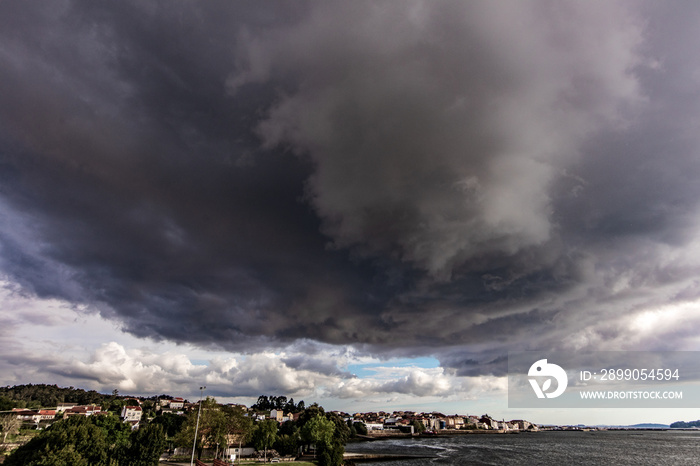 storm clouds over city