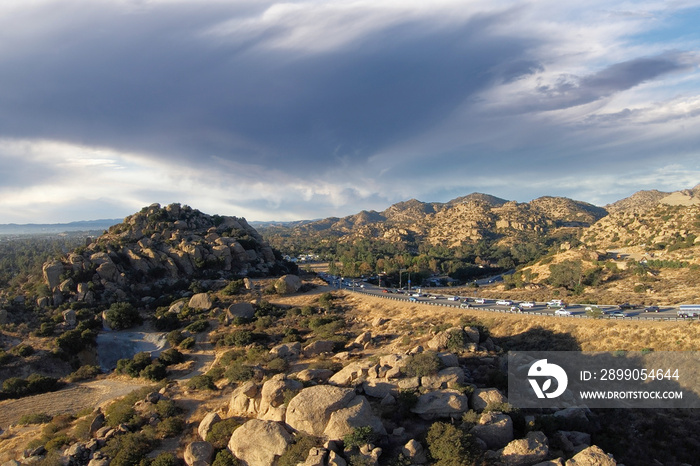 View of Stoney Point Park and Topanga Canyon Blvd in the Chatsworth neighborhood of Los Angeles, California.