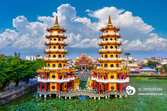 Dragon and Tiger Pagodas in Kaohsiung, Taiwan.